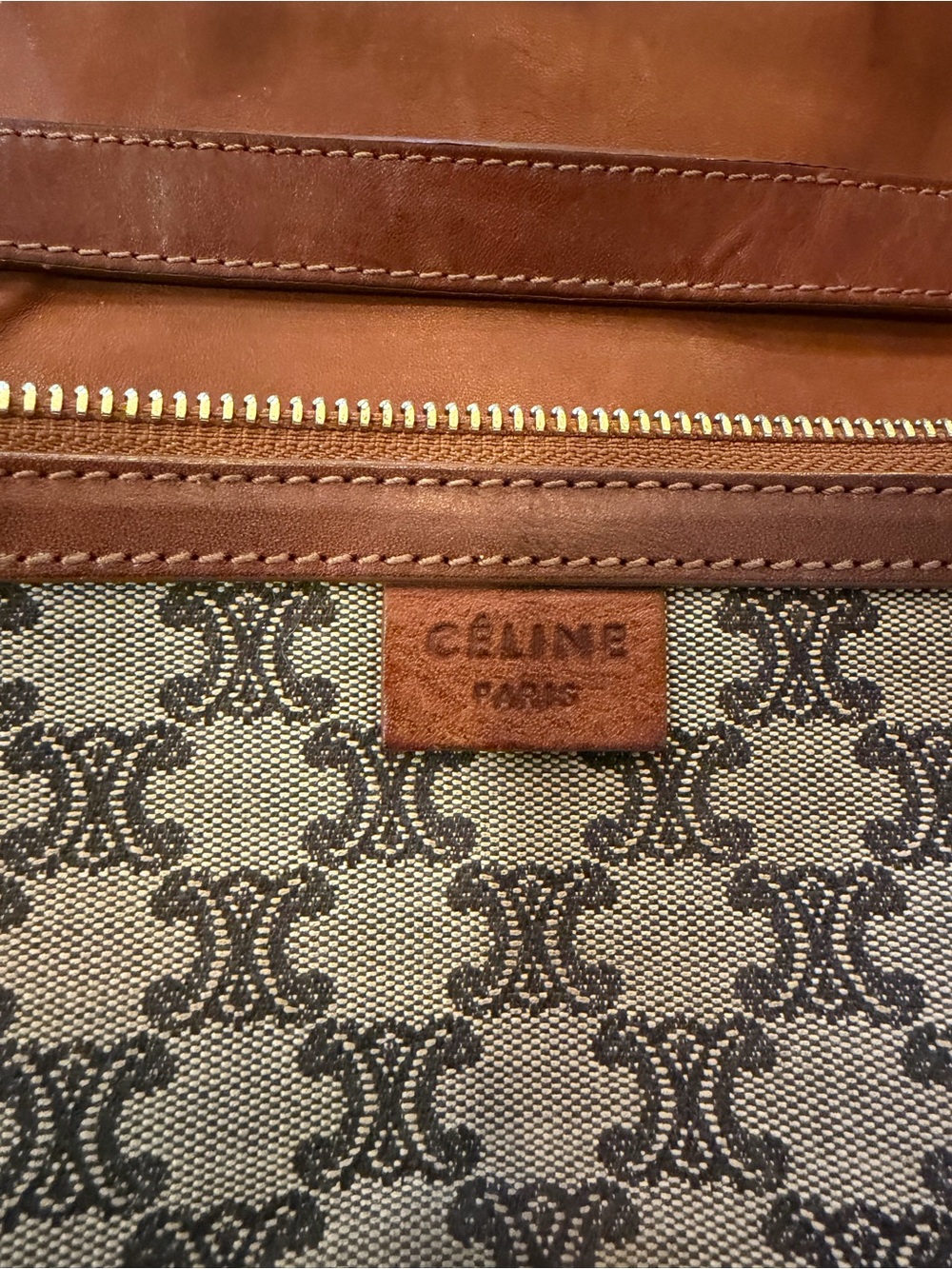 Celine Brown and Beige Patterned Canvas Messenger Bag - Picture 4 of 9